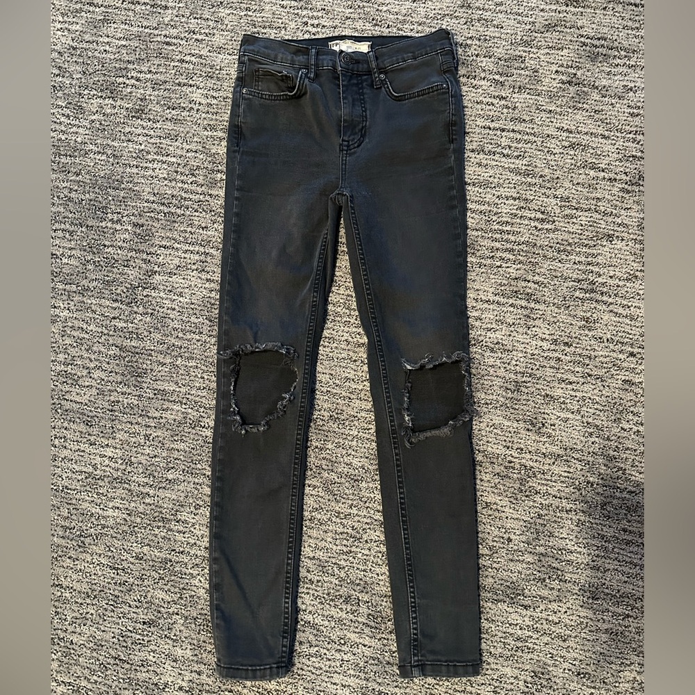 Free People Distressed Black Jeans